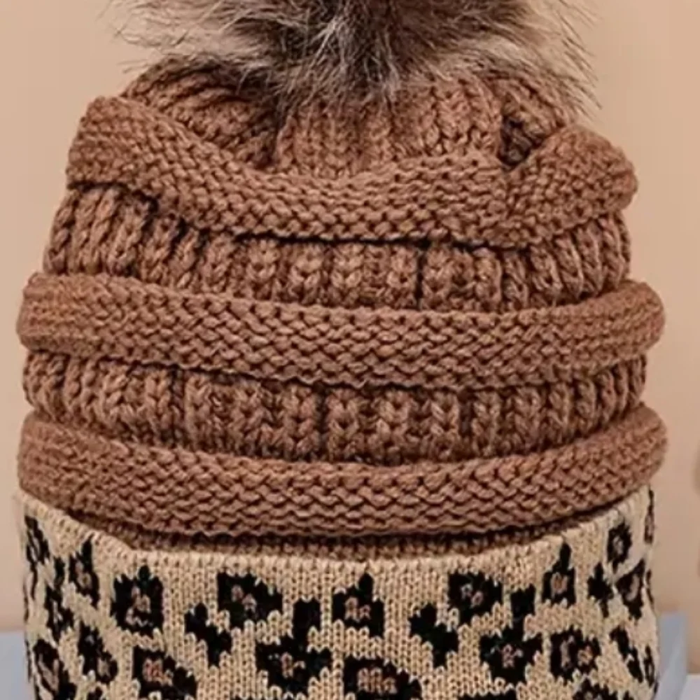 New! Leopard Print Fur Ball Cap - BTQ